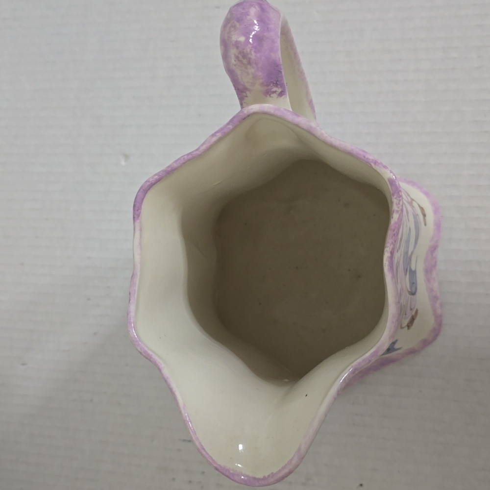 Vintage Clinchfield Potteru Floral Cream and Purple Ceramic Pitcher - Picture 7 of 16